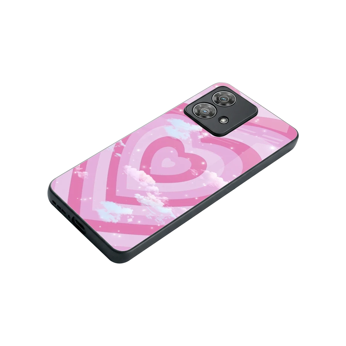 Hearts X Clouds stylish phone case for motorola edge 40 neo 5g | glossy glass and slim fit