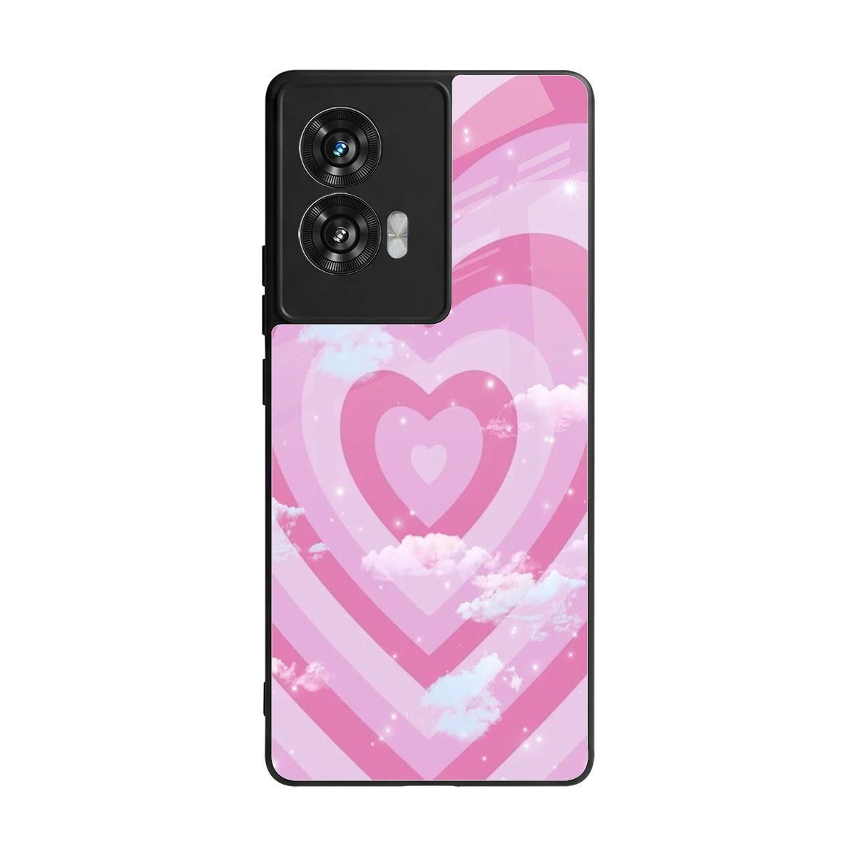 Hearts X Clouds back phone cover | glass case for motorola edge 50 fusion