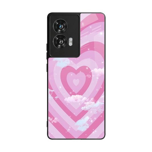 Hearts X Clouds back phone cover | glass case for motorola edge 50 fusion