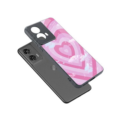 Hearts X Clouds sleek motorola edge 50 fusion cover with tempered glass back and TPU edges
