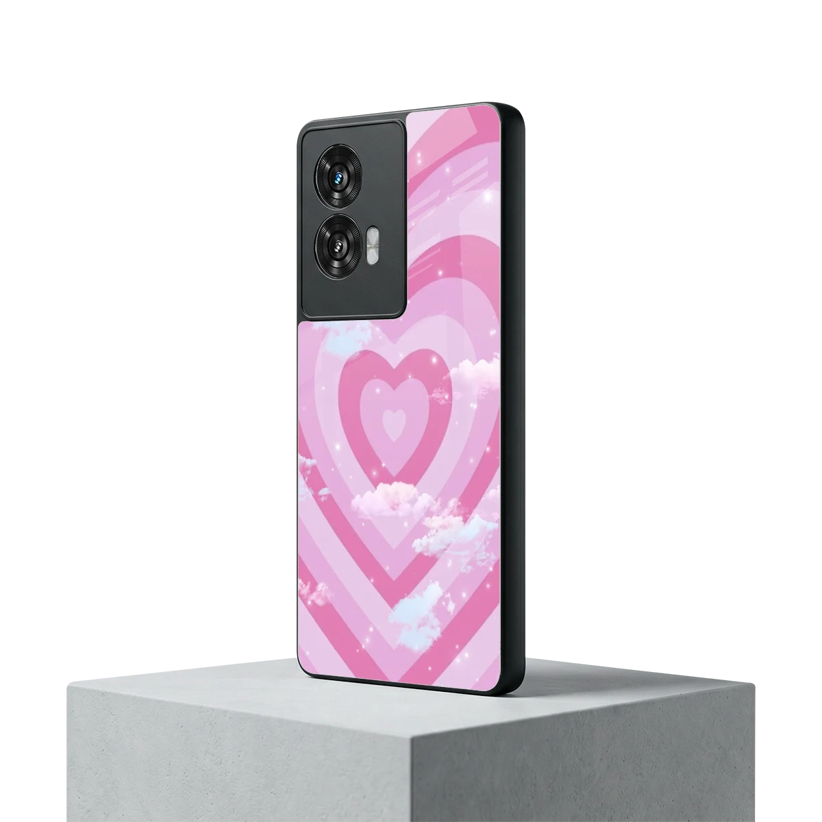 Hearts X Clouds motorola edge 50 fusion mobile cover | shockproof glass phone case