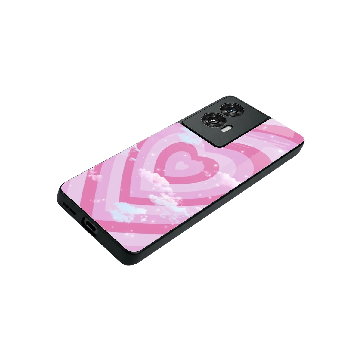 Hearts X Clouds stylish phone case for motorola edge 50 fusion | glossy glass and slim fit