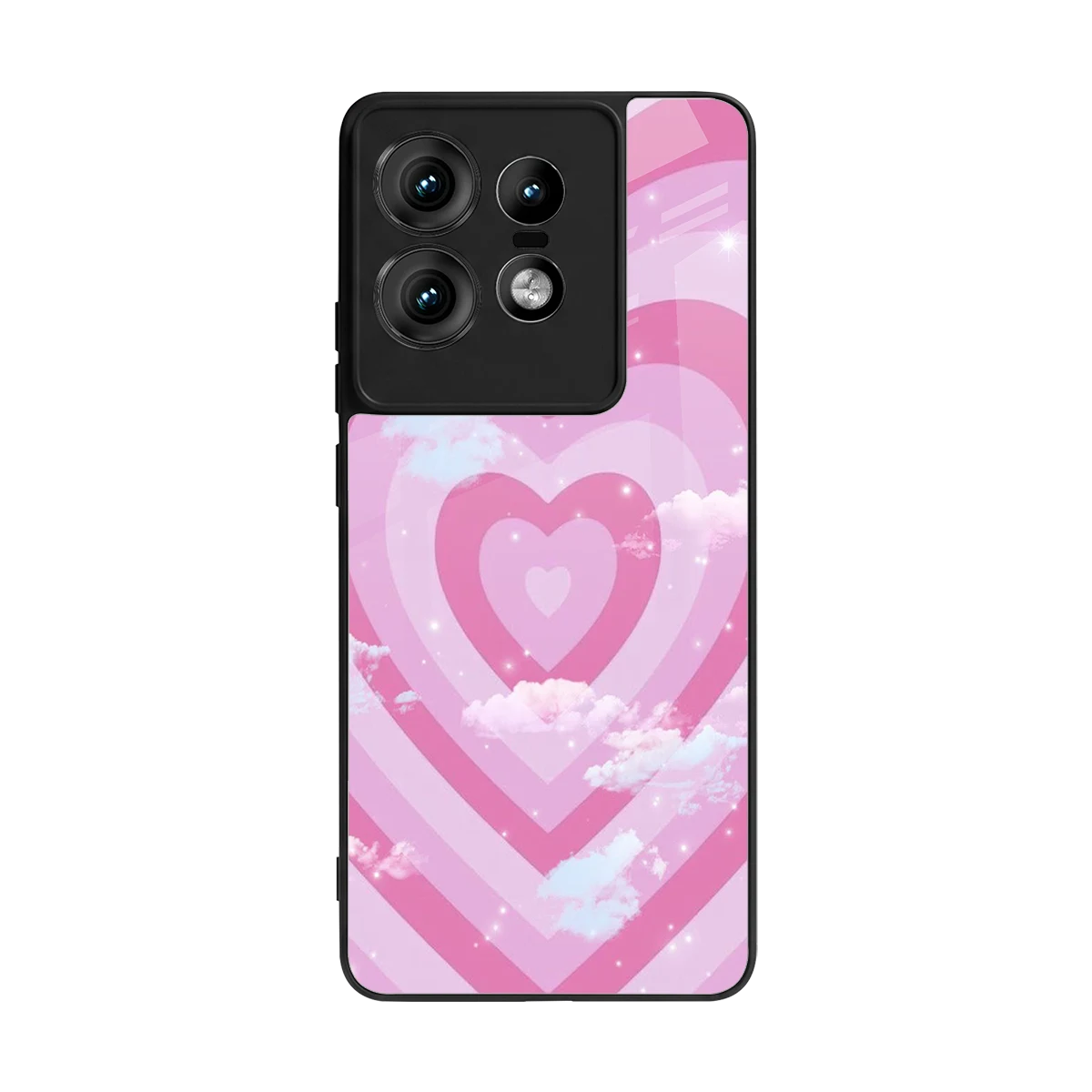 Hearts X Clouds back phone cover | glass case for motorola edge 50 pro