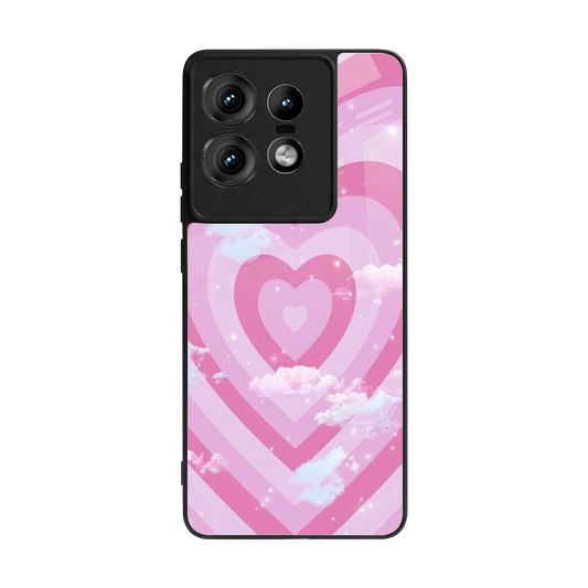 Hearts X Clouds back phone cover | glass case for motorola edge 50 pro
