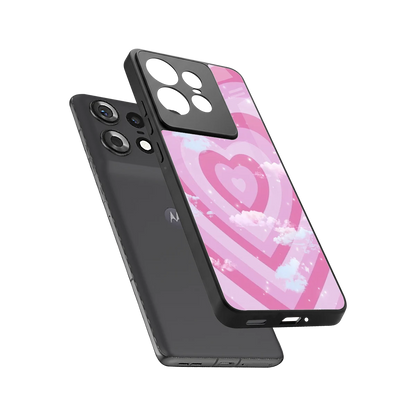 Hearts X Clouds sleek motorola edge 50 pro cover with tempered glass back and TPU edges