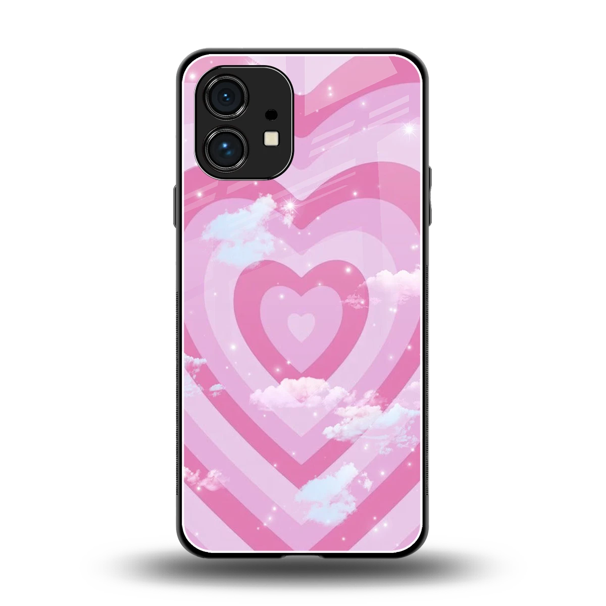 Hearts X Clouds back phone cover | glass case for nothing phone 1