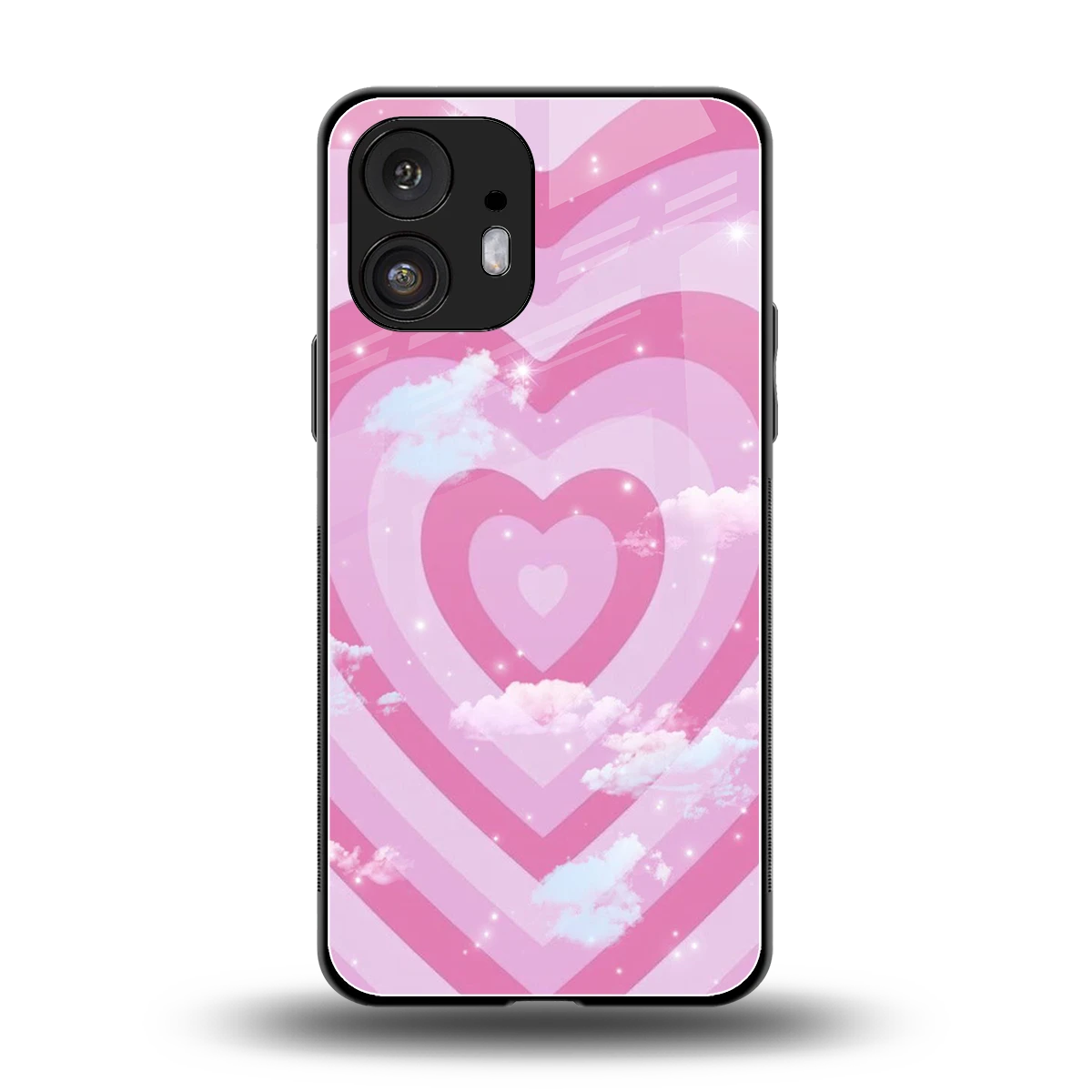 Hearts X Clouds back phone cover | glass case for nothing phone 2
