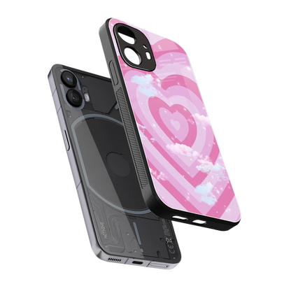 Hearts X Clouds sleek nothing phone 2 cover with tempered glass back and TPU edges
