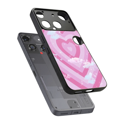 Hearts X Clouds sleek nothing phone 3 cover with tempered glass back and TPU edges