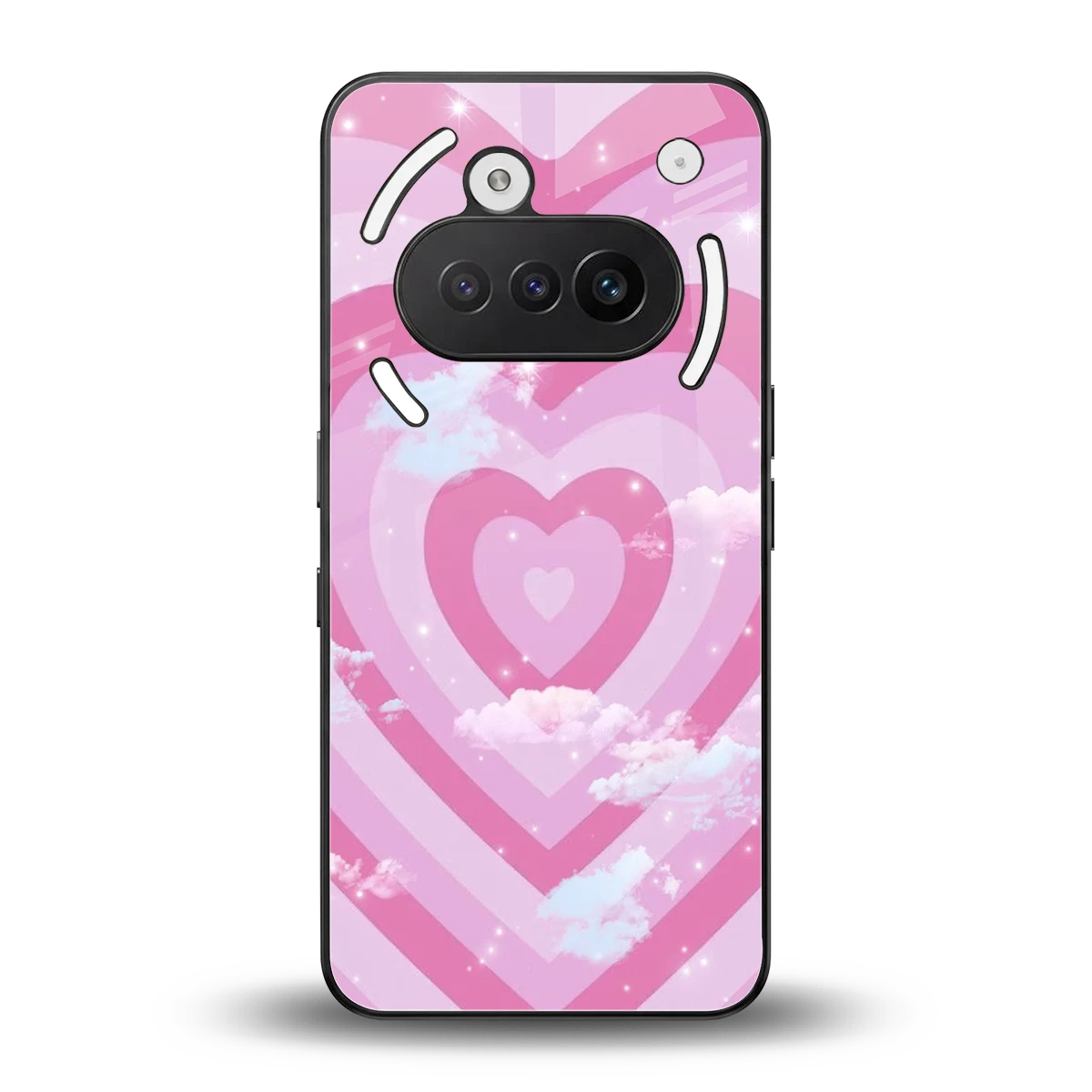 Hearts X Clouds back phone cover | glass case for nothing phone 3a
