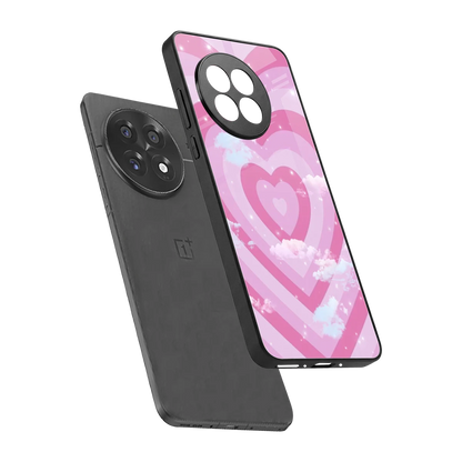 Hearts X Clouds sleek oneplus 13r cover with tempered glass back and TPU edges