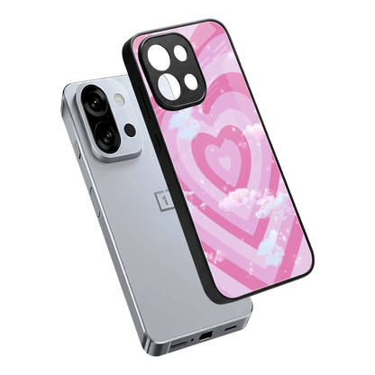 Hearts X Clouds sleek oneplus 13s cover with tempered glass back and TPU edges