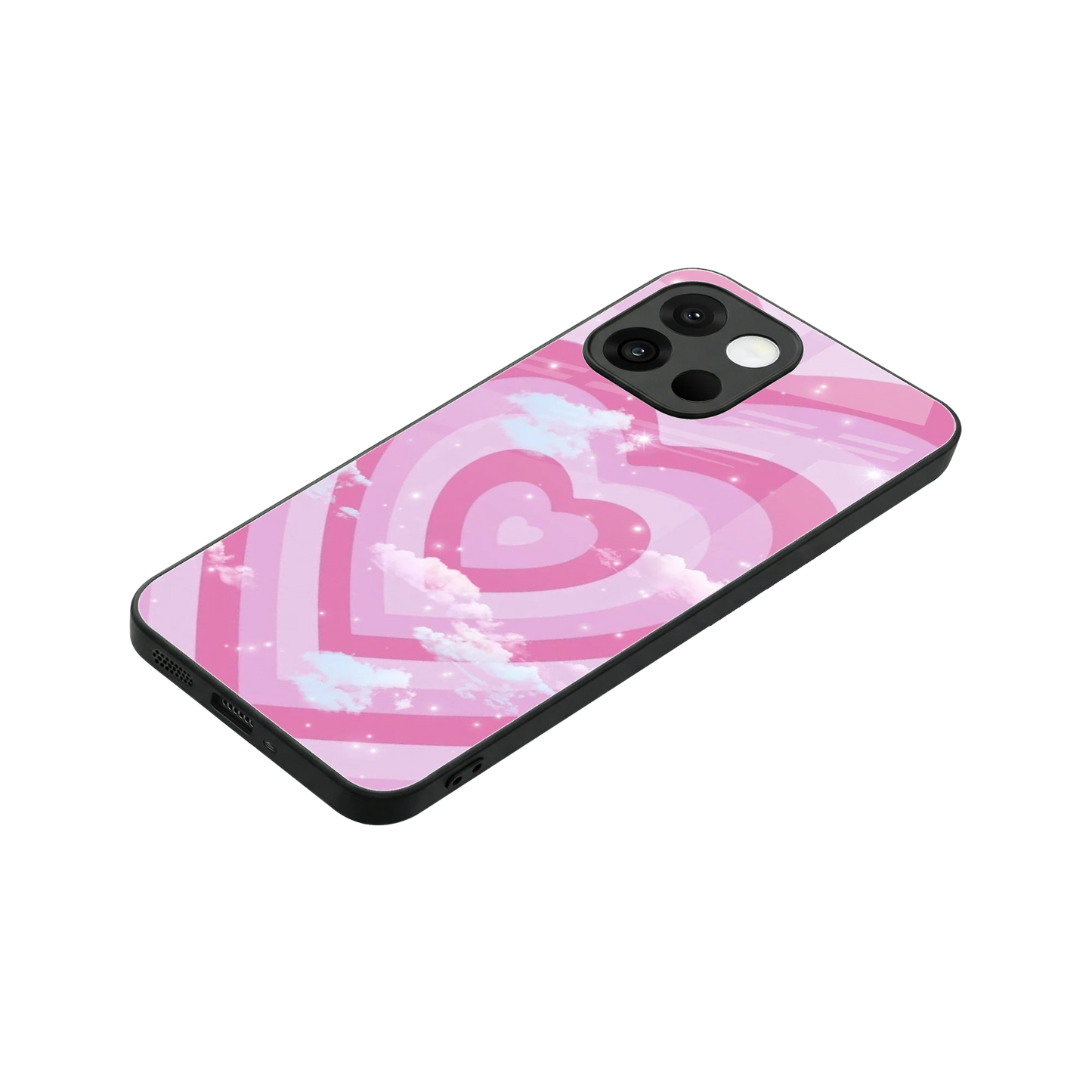 Hearts X Clouds stylish phone case for oneplus 13s | glossy glass and slim fit