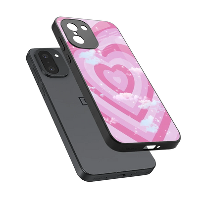 Hearts X Clouds sleek oneplus 15r cover with tempered glass back and TPU edges