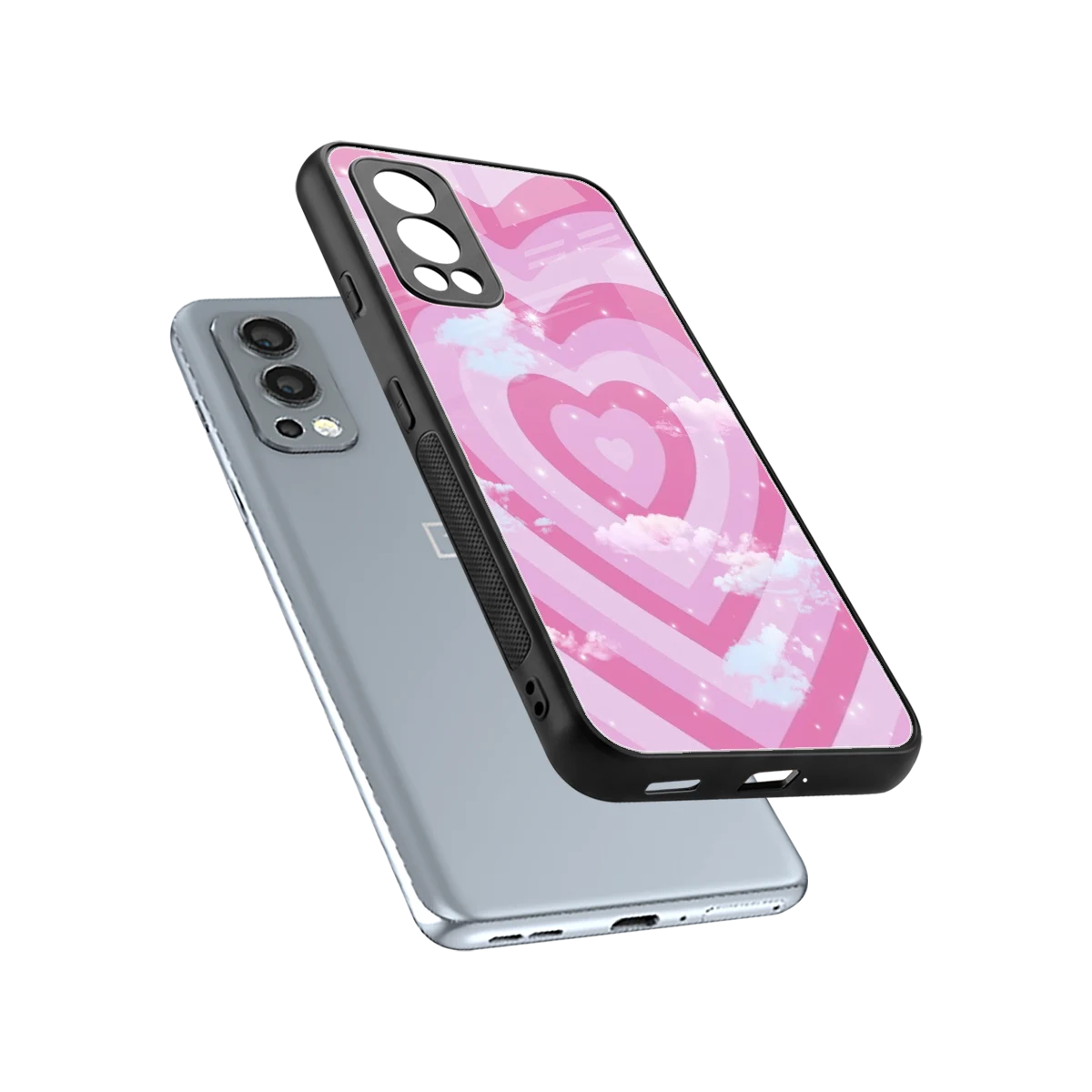 Hearts X Clouds sleek oneplus nord 2 cover with tempered glass back and TPU edges