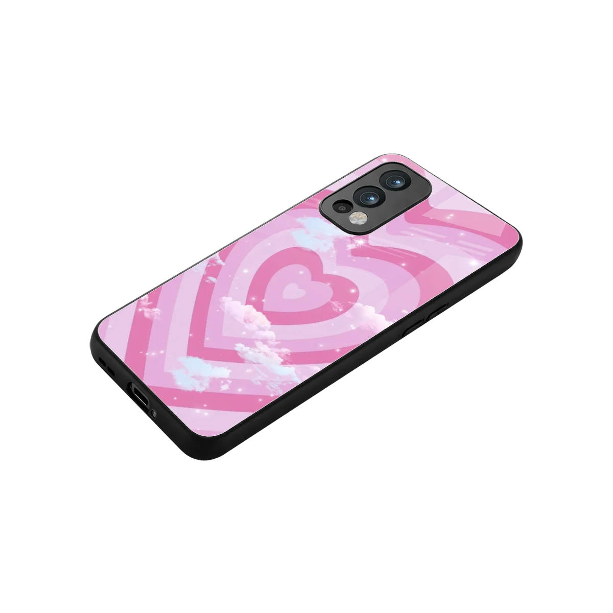 Hearts X Clouds stylish phone case for oneplus nord 2 | glossy glass and slim fit