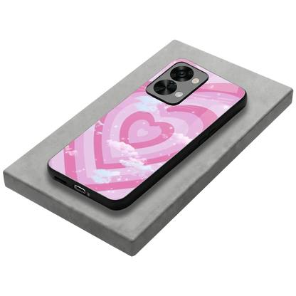 Hearts X Clouds stylish phone case for oneplus nord 2t | glossy glass and slim fit