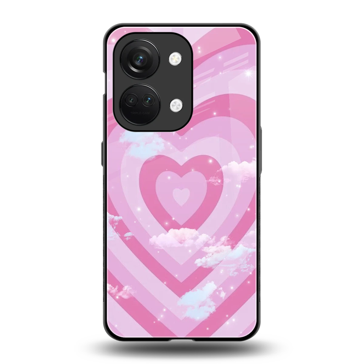 Hearts X Clouds back phone cover | glass case for oneplus nord 3