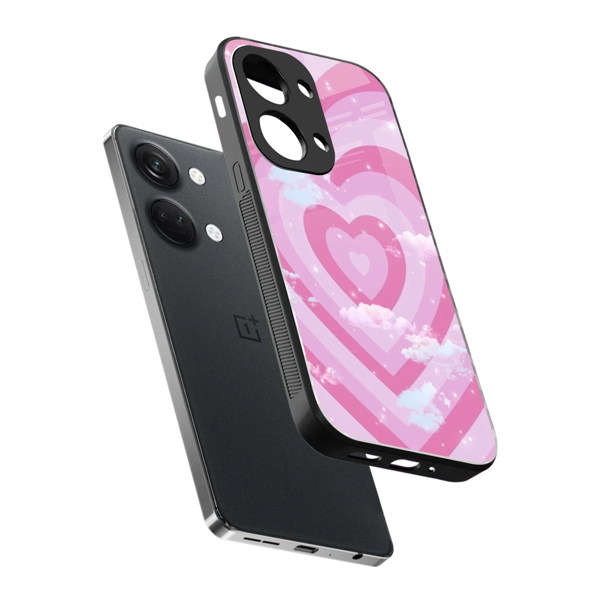 Hearts X Clouds sleek oneplus nord 3 cover with tempered glass back and TPU edges