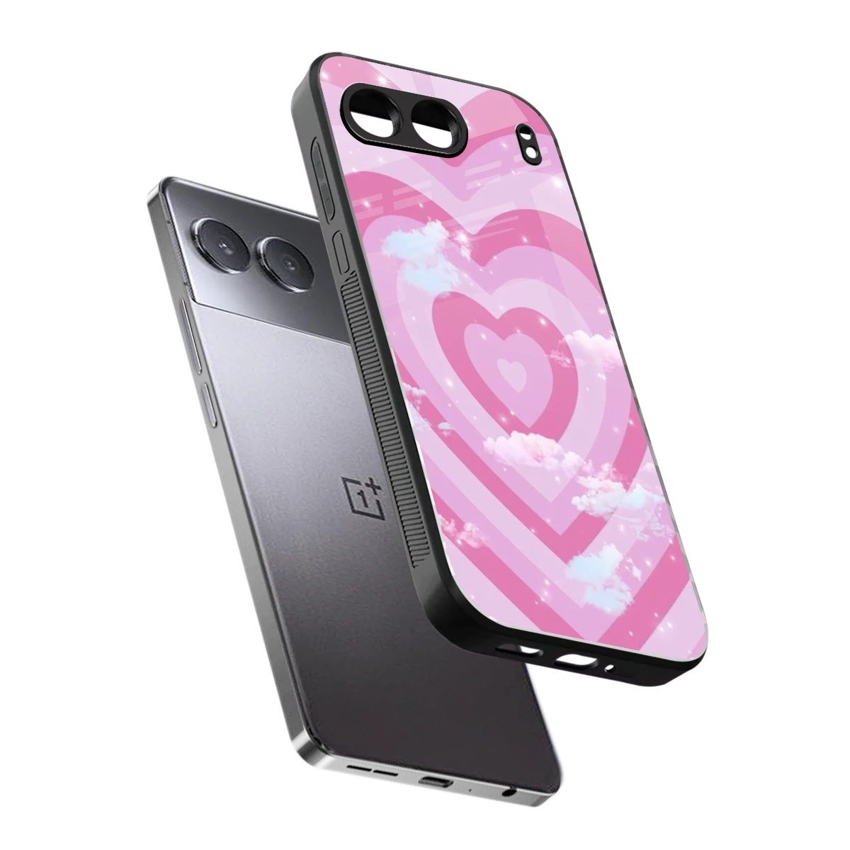 Hearts X Clouds sleek oneplus nord 4 cover with tempered glass back and TPU edges