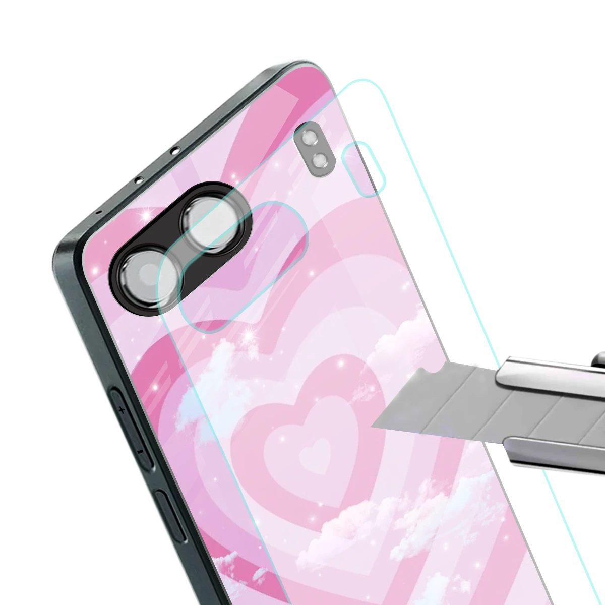 Hearts X Clouds stylish phone case for oneplus nord 4 | glossy glass and slim fit