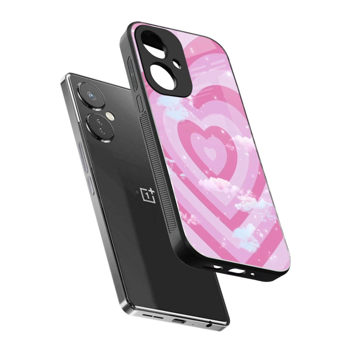 Hearts X Clouds sleek oneplus nord ce 3 cover with tempered glass back and TPU edges