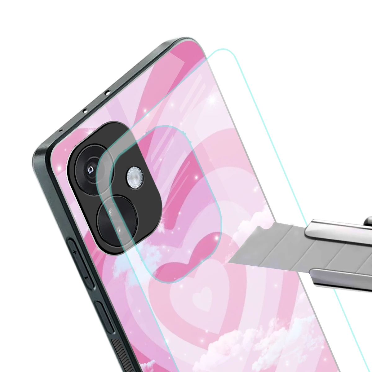 Hearts X Clouds stylish phone case for oneplus nord ce 3 | glossy glass and slim fit