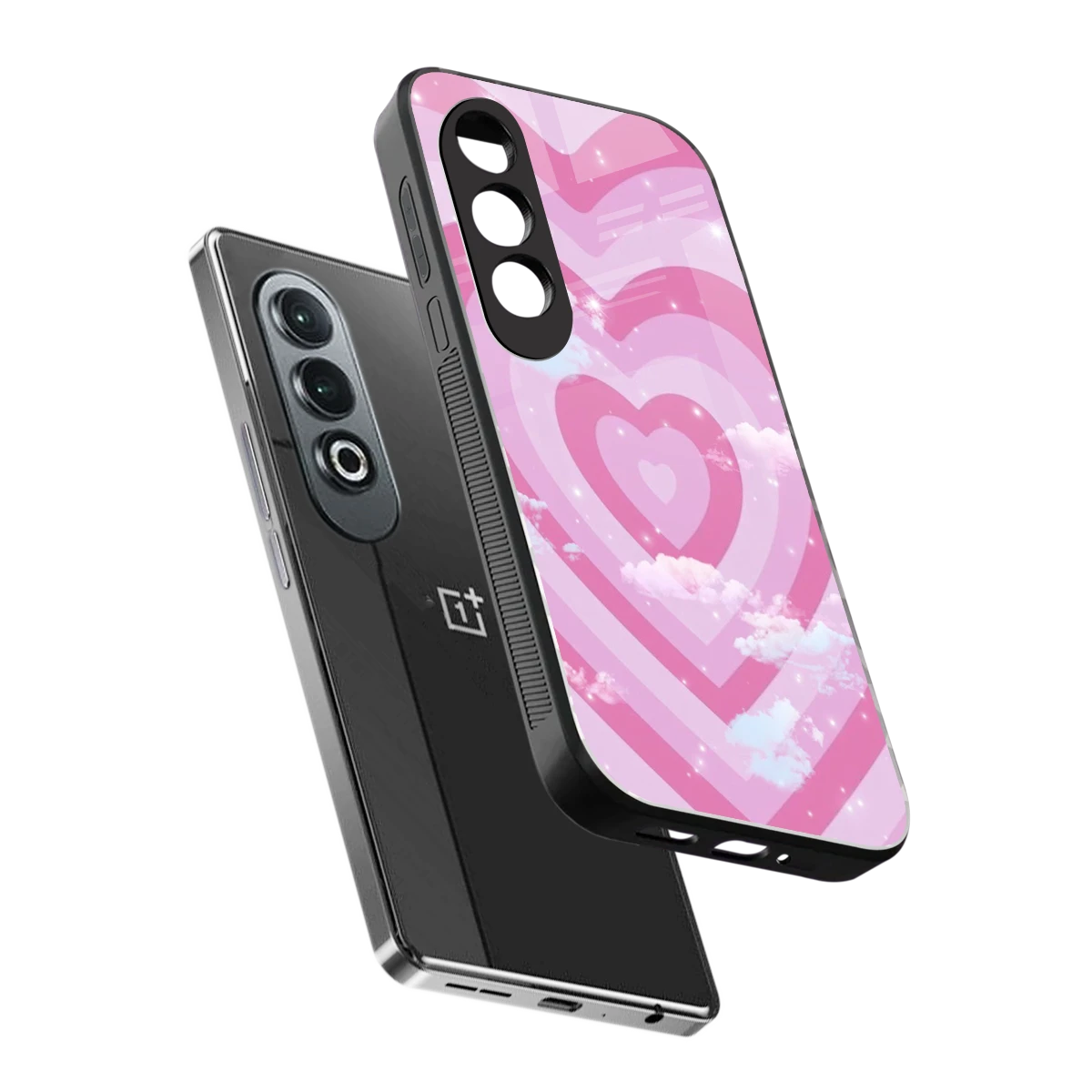 Hearts X Clouds sleek oneplus nord ce 4 cover with tempered glass back and TPU edges
