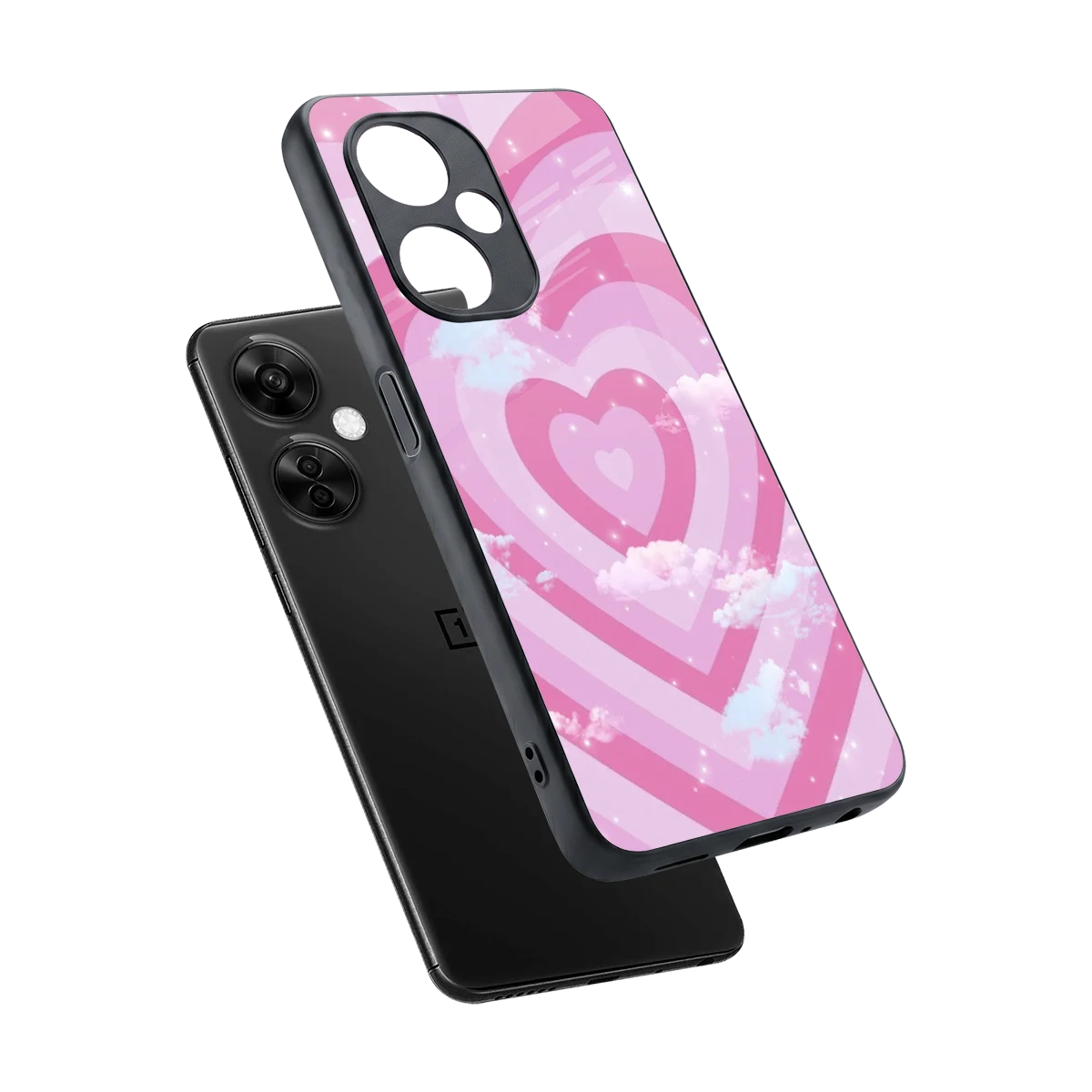 Hearts X Clouds sleek oneplus nord ce 3 lite cover with tempered glass back and TPU edges