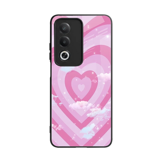 Hearts X Clouds back phone cover | glass case for oppo a3 pro