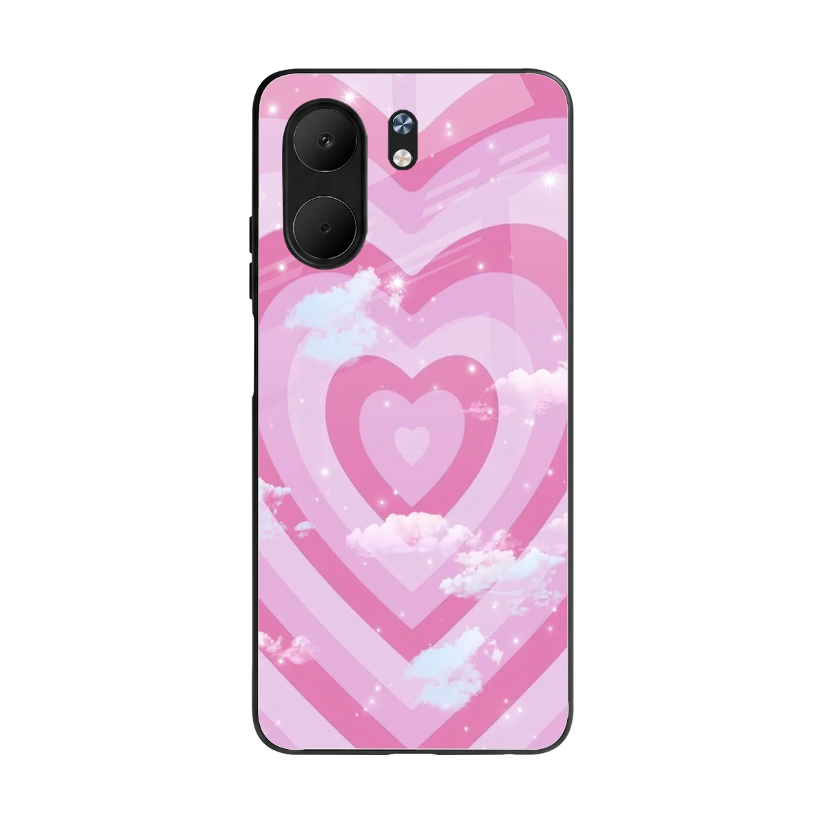 Hearts X Clouds back phone cover | glass case for oppo a5x 5g