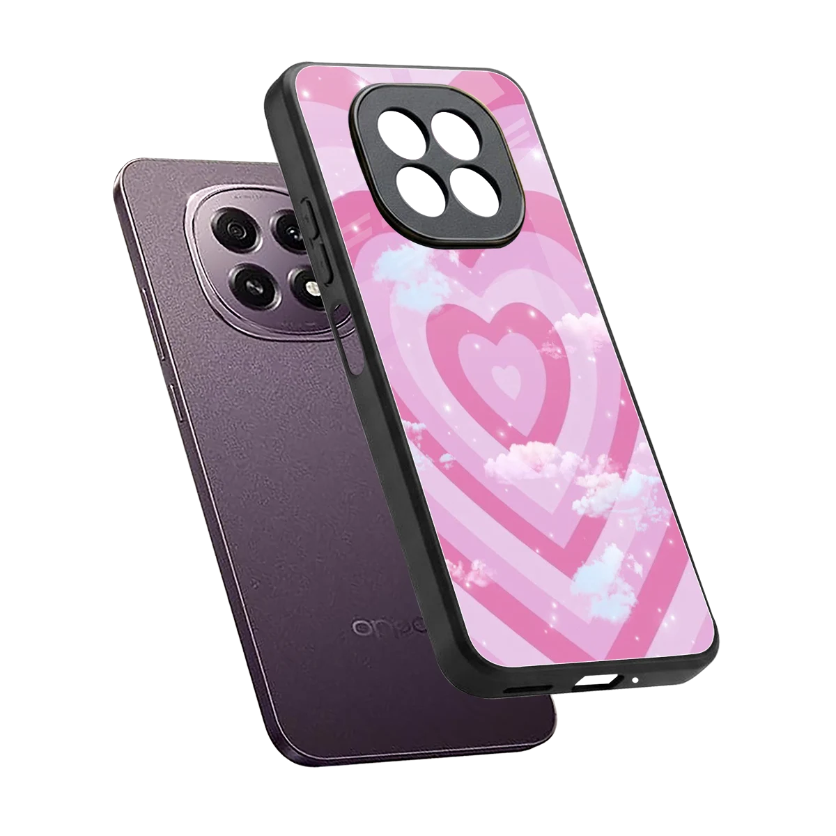 Hearts X Clouds sleek oppo f29 5g cover with tempered glass back and TPU edges