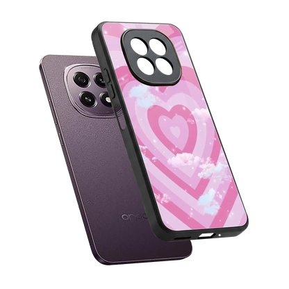 Hearts X Clouds sleek oppo f29 5g cover with tempered glass back and TPU edges