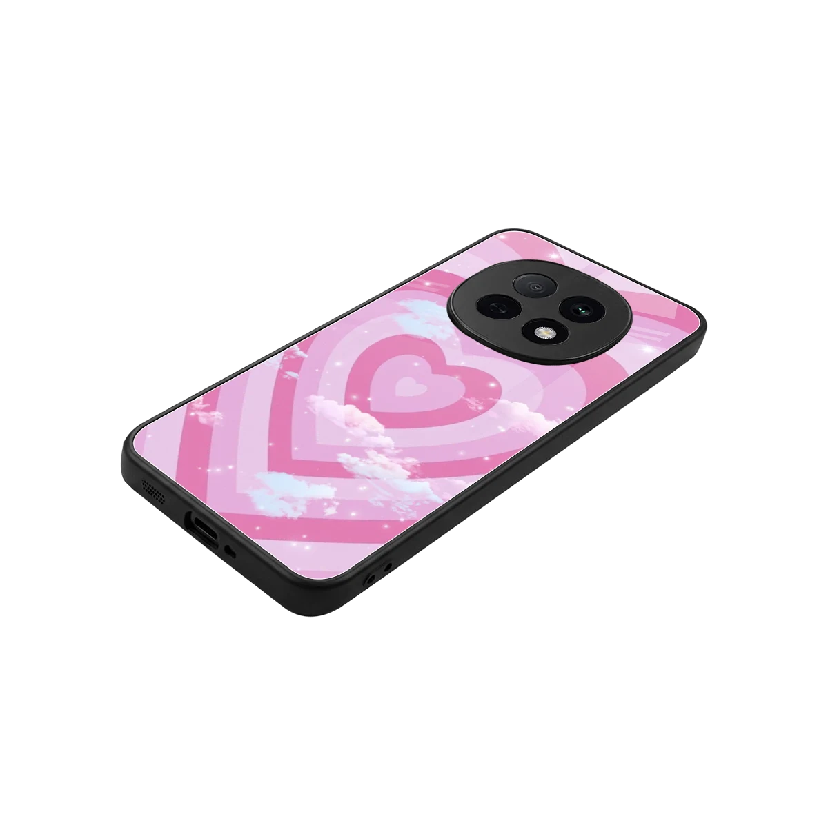 Hearts X Clouds stylish phone case for oppo f29 pro 5g | glossy glass and slim fit