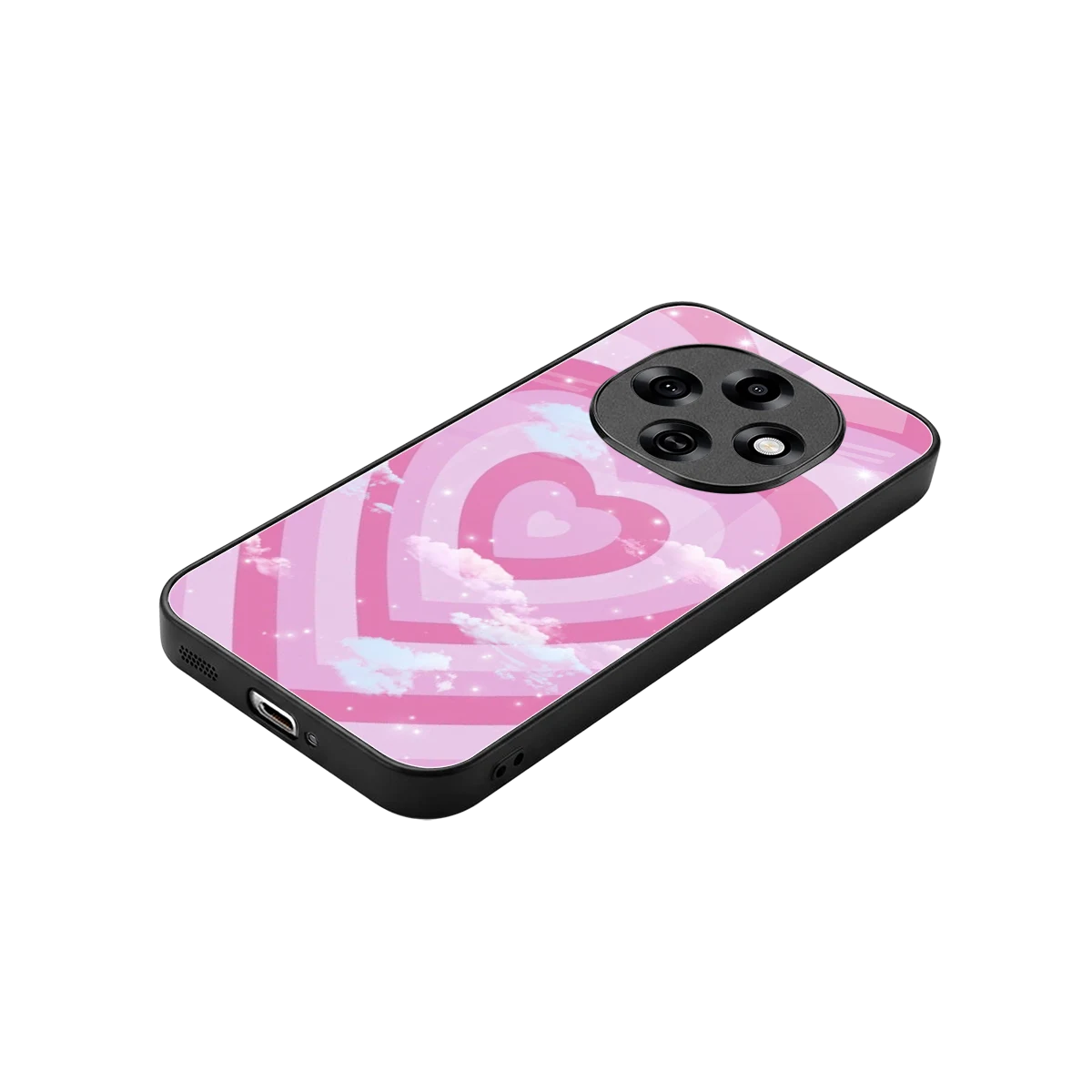 Hearts X Clouds stylish phone case for oppo f31 pro 5g | glossy glass and slim fit
