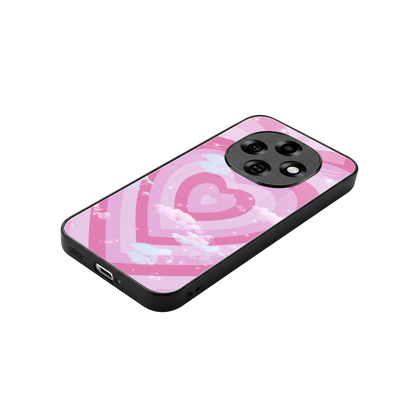 Hearts X Clouds stylish phone case for oppo f31 pro 5g | glossy glass and slim fit