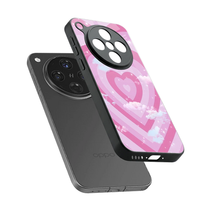Hearts X Clouds sleek oppo find x8 cover with tempered glass back and TPU edges
