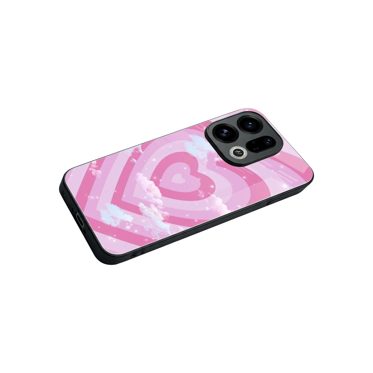Hearts X Clouds stylish phone case for oppo find x9 | glossy glass and slim fit