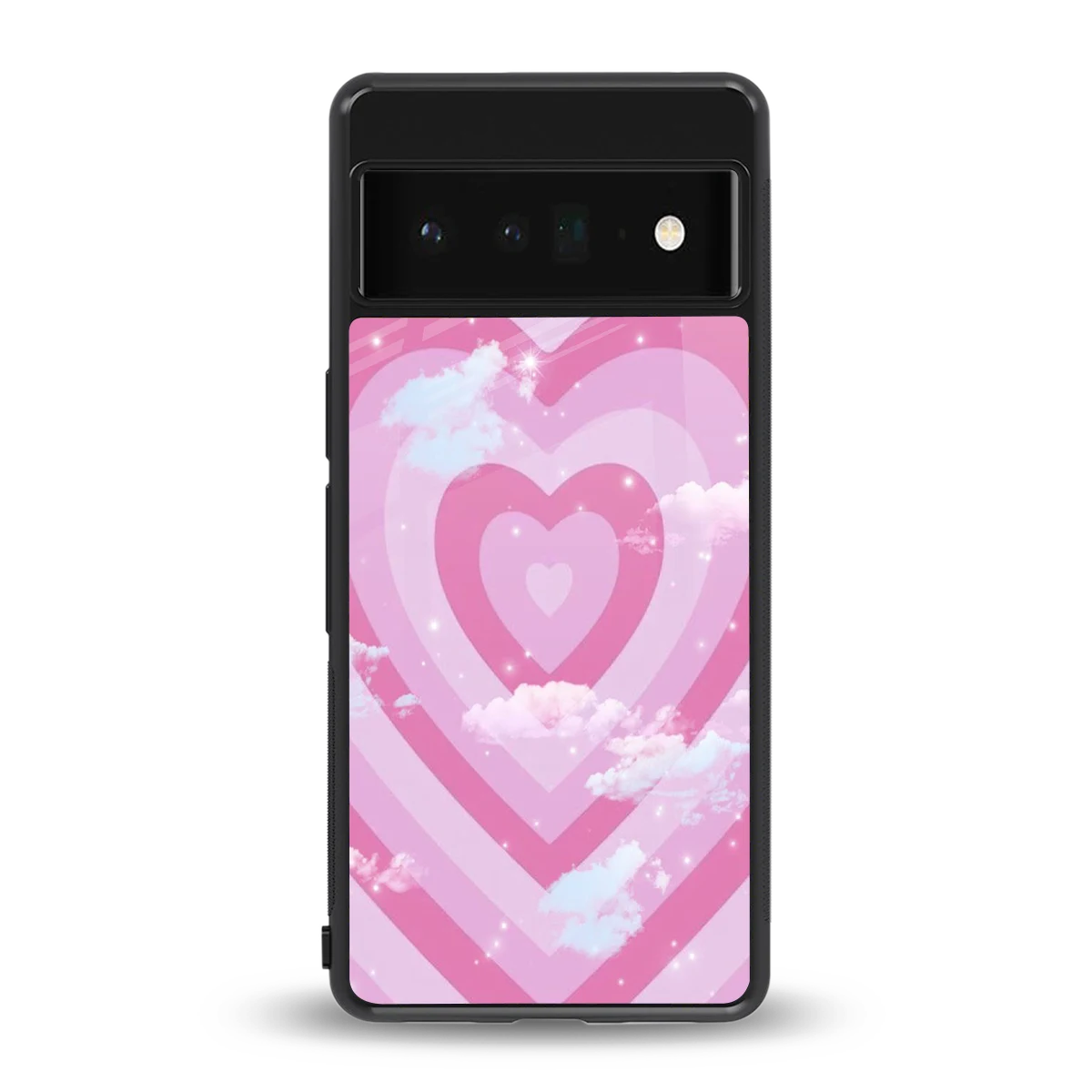Hearts X Clouds back phone cover | glass case for google pixel 6 pro