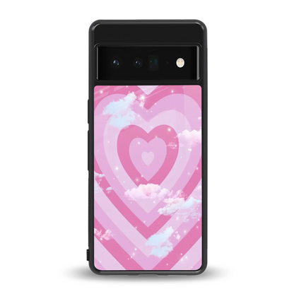 Hearts X Clouds back phone cover | glass case for google pixel 6 pro