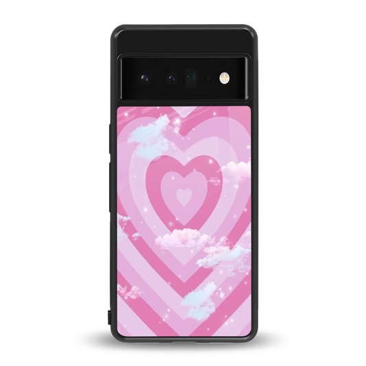 Hearts X Clouds back phone cover | glass case for google pixel 6 pro
