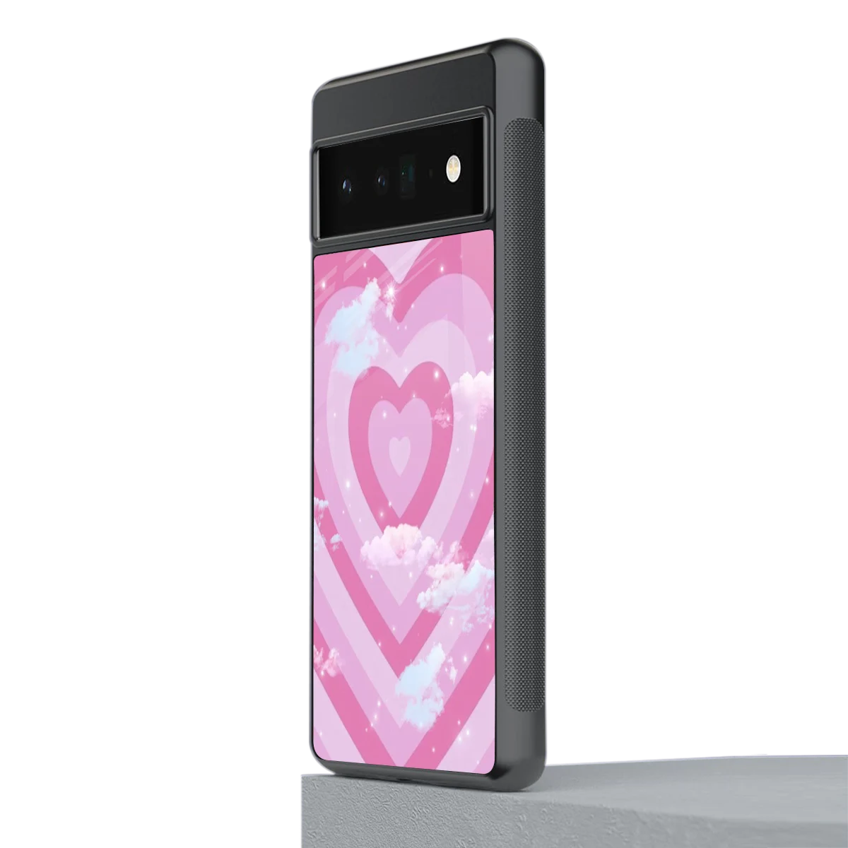 Hearts X Clouds stylish phone case for google pixel 6 pro | glossy glass and slim fit