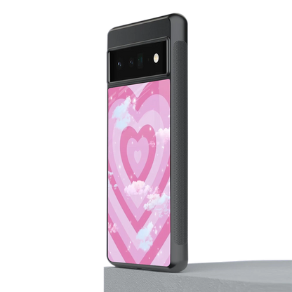 Hearts X Clouds stylish phone case for google pixel 6 pro | glossy glass and slim fit