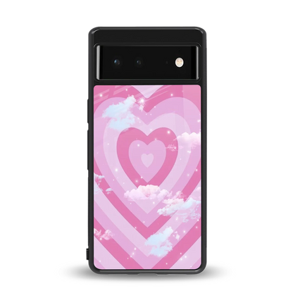 Hearts X Clouds back phone cover | glass case for google pixel 6