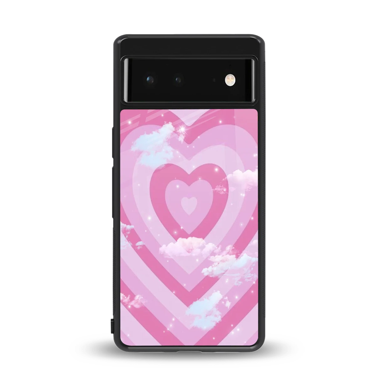 Hearts X Clouds back phone cover | glass case for google pixel 6a