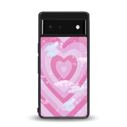 Hearts X Clouds back phone cover | glass case for google pixel 6a