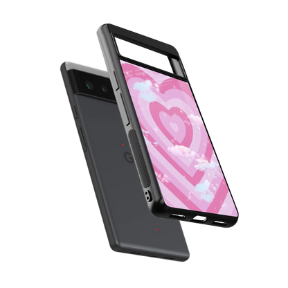 Hearts X Clouds sleek google pixel 6a cover with tempered glass back and TPU edges