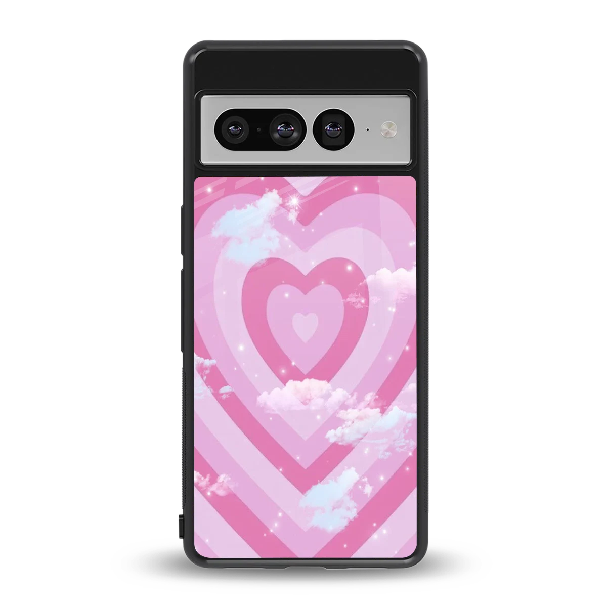 Hearts X Clouds back phone cover | glass case for google pixel 7 pro
