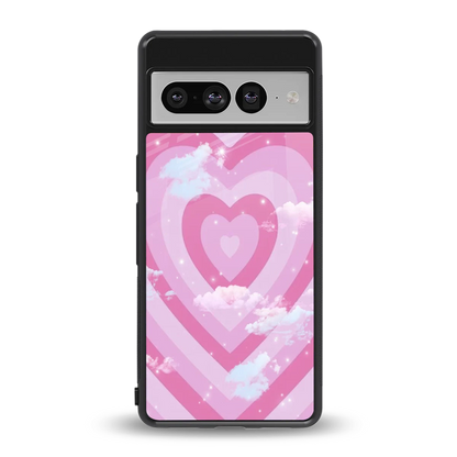 Hearts X Clouds back phone cover | glass case for google pixel 7 pro