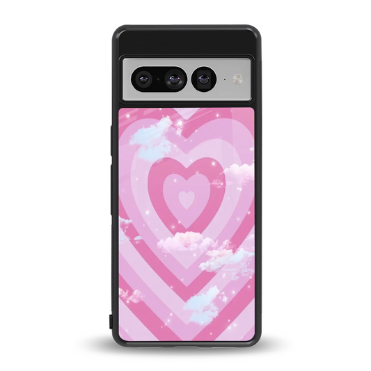 Hearts X Clouds back phone cover | glass case for google pixel 7 pro